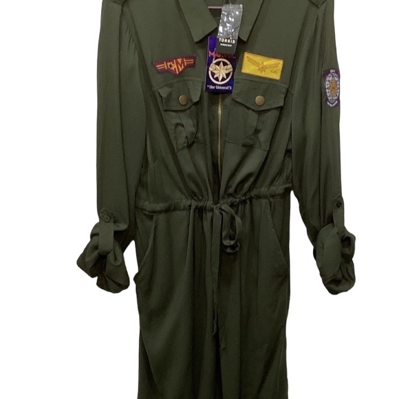 Torrid Her Universe Caption Marvel Olive Patchwork Shirt Dress Size 1~NWT! - Picture 2 of 12